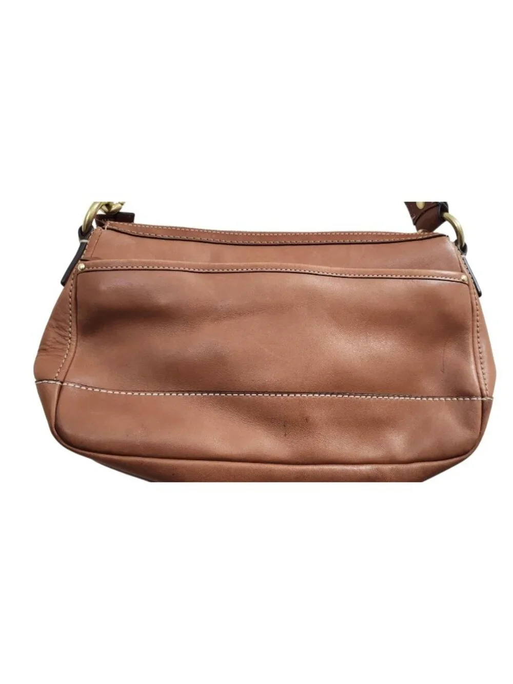 Coach F12868 65th Anniversary Double Turnlock Whiskey Leather Shoulder Bag